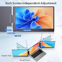 KYY Triple Laptop Monitor Extender, 14" 1080P FHD