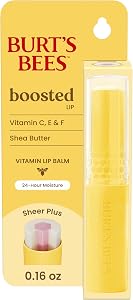 Burt’s Bees Boosted Lip Balm Sheer Plus; Vitamin Lip Balm, Nourishing Vitamin C, E, and F Core; 24 Hour Moisture; Tint Free, 
