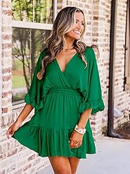 Realipopo Women Wrap V Neck Dress Sexy Summer