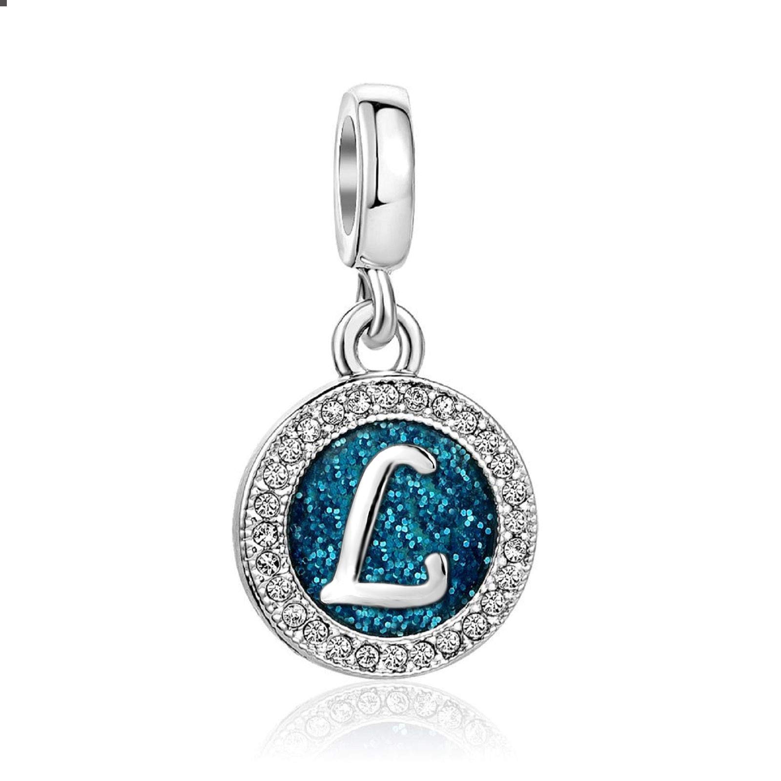 KunBead Jewelry Letter L Initial Charms I Love You 40 Dangle Dad Mothers Day Bangle Charms for Women Bracelets