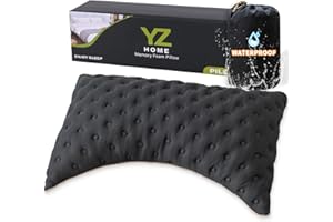 YZ HOME Side Sleeper Pillow Compressible Memory Foam for Quick Trips Camping Pillow for Neck and Shoulder Pain, Machine Washable Breathable for Hiking Home Airplane and Car (Black, Travel)