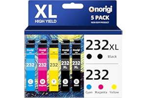 Onorigi Remanufactured Ink Cartridges Replacement for Epson 232 232XL Ink Cartridge Combo Pack Work with Epson XP-4200 XP-4205 Workforce WF-2930 WF-2950 (2 Black, Cyan, Magenta, Yellow, 5Pack)