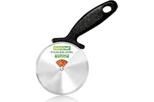 NutriChef Stainless Steel Pizza Cutter Wheel - Premium & Sharp Durable Slicer with Built-in Finger Guard, Non-Slip Plastic Ha