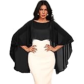 Eeeuityoo Chiffon Sheer Shawl Wraps Women's Girls Shrug for Evening Dress Wedding Cape Cover Up 1920s Shawl