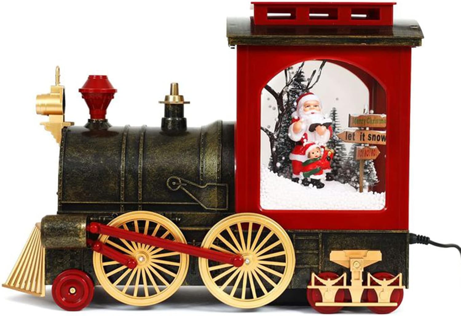 Snow Globes - YUNZHIDUAN Christmas Snow Globe Lantern Train with Snowing, Christmas Santa Claus Musical Lighted, Music Lighted Train for Christmas Home Decoration Gift, Snowman Scene