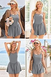 Ekouaer Womens Summer Sleeveless Workout Rompers