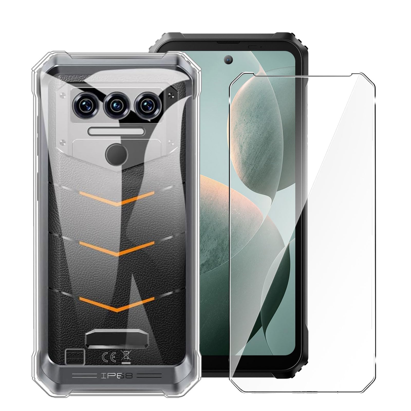 LYZXMY Case for Oukitel WP38 + 1 x Tempered Film Glass Screen Protector - Transparent Silicone Soft TPU Cover Shell for Oukitel WP38 (6.5")