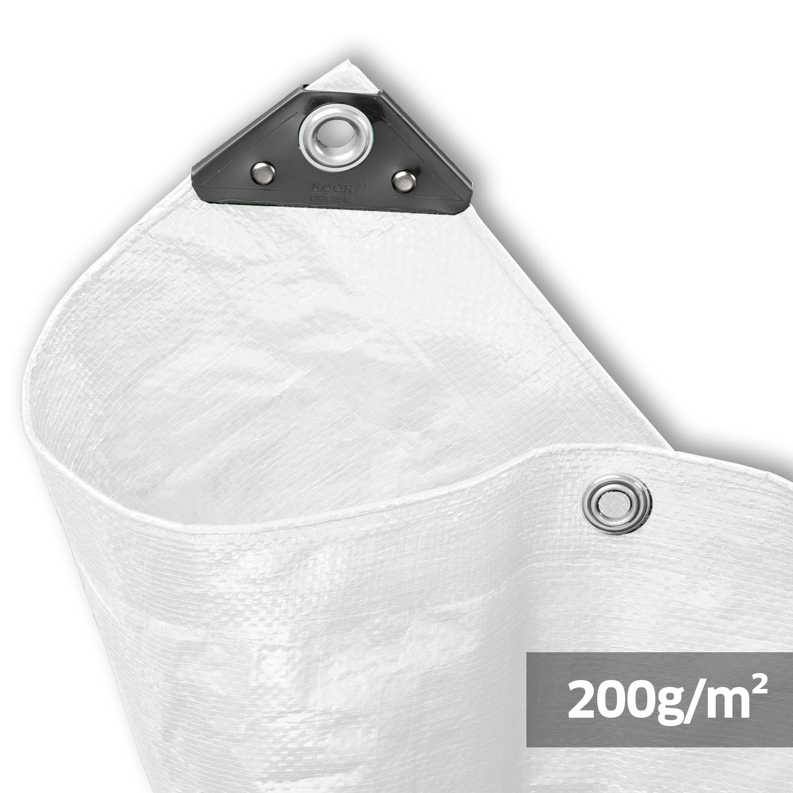 Noor Tarpaulin, 200 g/m², 3.00 x 4.00 m, Color: white, PP/PE