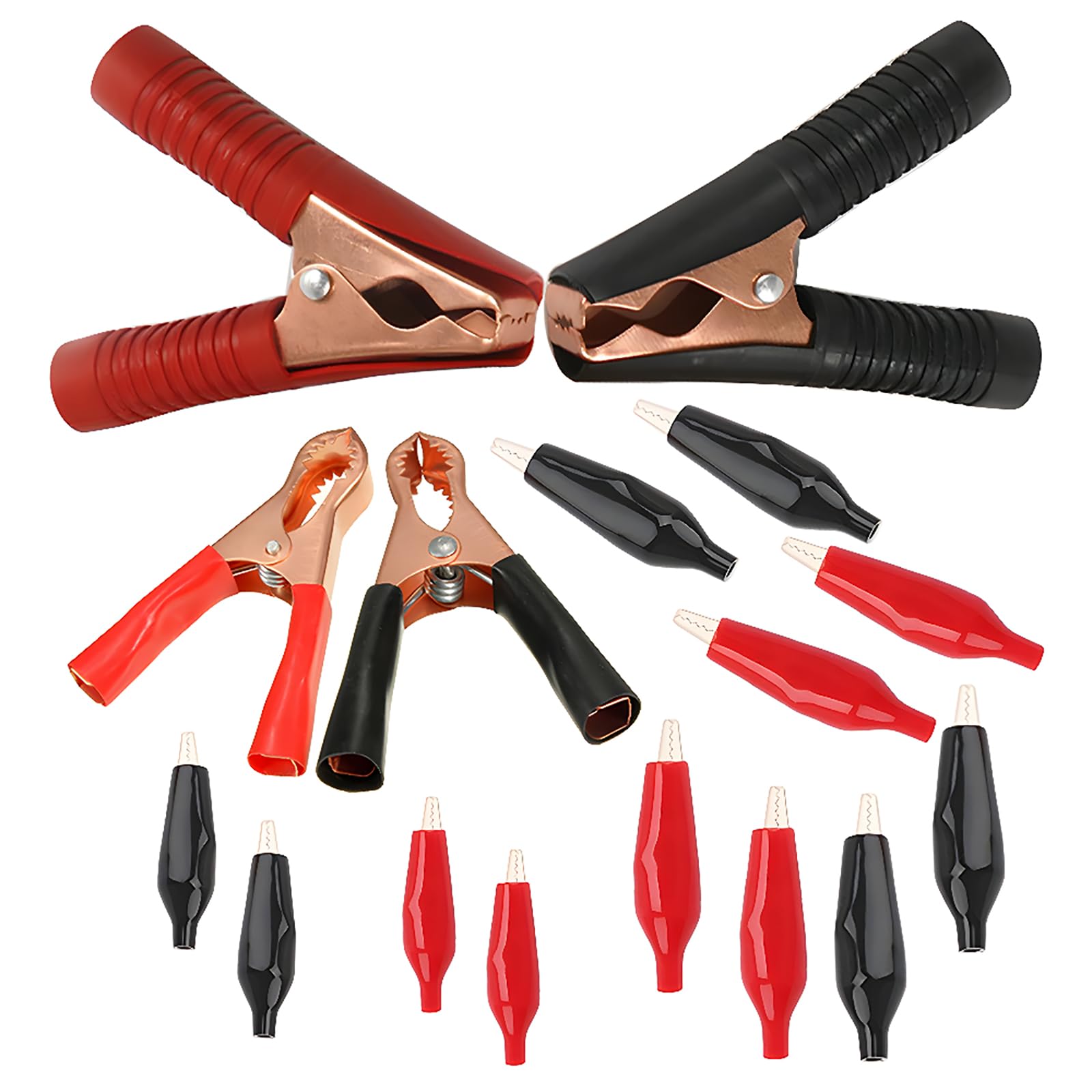 CESFONJER 16 Pcs Insulated Alligator Clips, Battery Cable Clips, Bulk Hardware Alligator Clip Set for Electrical Testing Circuit