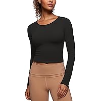 CRZ YOGA Softembrace Mock Neck Tops met lange mouwen voor vrouwen Zachte getailleerde overhemden voor uitgaan Casual comfortabele laag T-shirts Hot Fudge Bruin L CRZ YOGA Softembrace Mock Neck Tops met lange mouwen voor vrouwen Zachte getailleerde overhemden voor uitgaan Casual comfortabele laag T-shirts Hot Fudge Bruin L