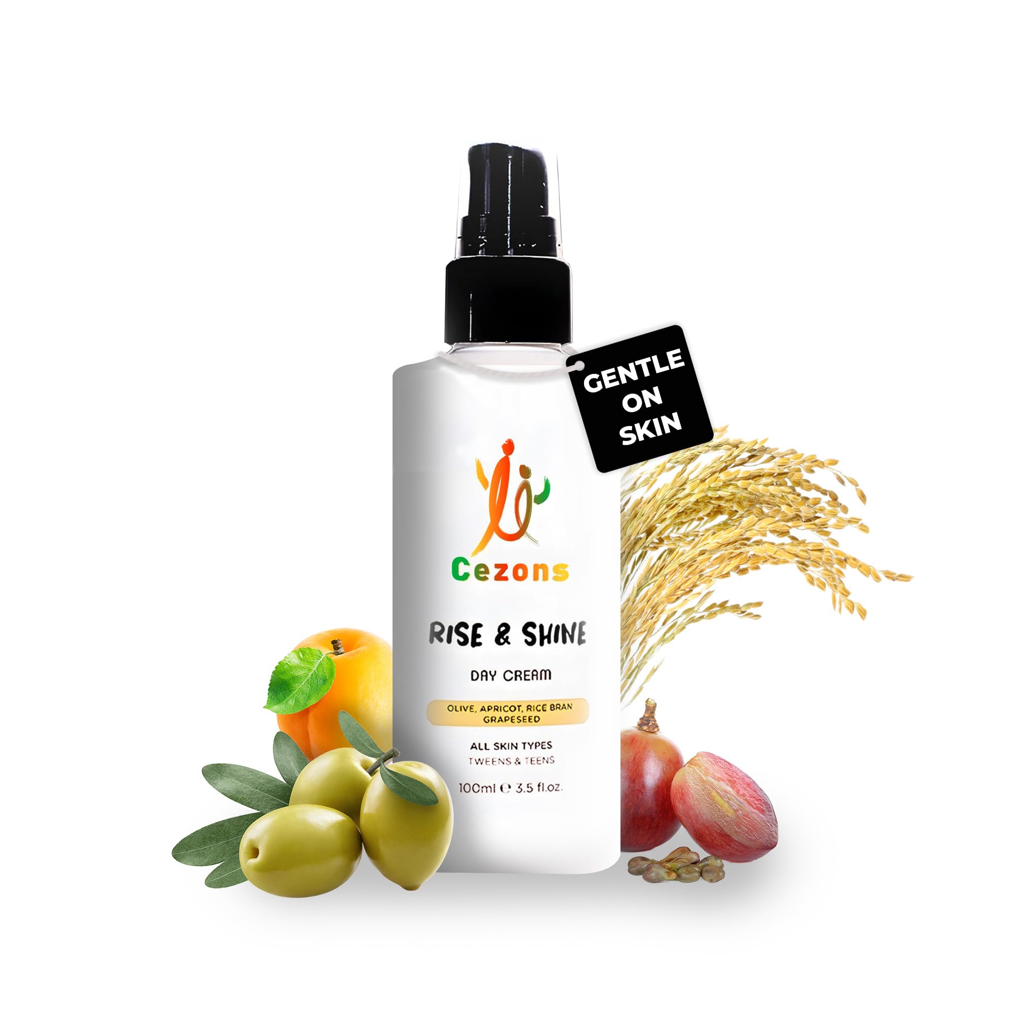 Cezons Rise & Shine Day Cream - A Gentle Face Cream for Kids, Tweens & Teenagers - 100ML - Antioxidant-Packed - Fragrance-Free, Alcohol-Free Skincare.