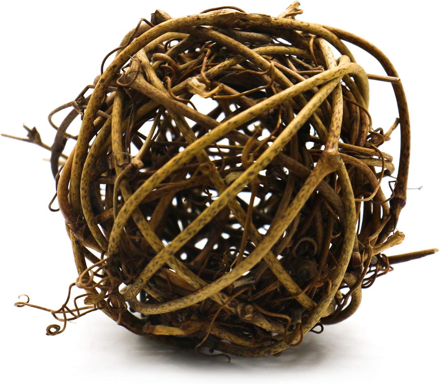 Buorsa 6 Pcs Bowl and Vase Filler Twig Orbs Balls Natural Decoration Balls Brown Wooden Ball Rustic Rattan Cane