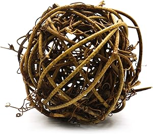 Buorsa 6 Pcs Bowl and Vase Filler Twig Orbs Balls Natural Decoration Balls Brown Wooden Ball Rustic Rattan Cane