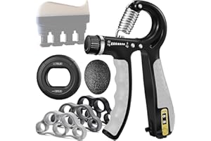 QTZFKFLHD Grip Strength Trainer with Forearm Strengthener, Hand Grip Strengthener, Hand Extension Exerciser, Stress Relief Ball and Hand Grip Strengthener for Muscle Building and Injury Recover(5 PCS)