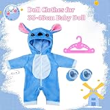 Carreuty Blue 14-17 Inch Doll Clothes Overalls 3-Piece Set with Hanger Socks view 2