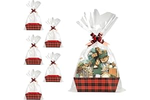 FUNSKY Basket For Gifts Empty, 5 PCS Sturdy Diy Bulk Gift Basket Kraft Market Tray Cardboard Basket With Handles, Gift Basket Kit Supplies Wrap To Fill For Valentines Christmas Weddings Anniversaries