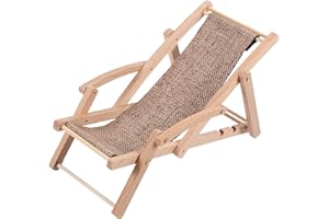 Abaodam Miniature Foldable Chair Mini Wooden Folding Beach Chair Sunbath Wooden Lounge Beach Miniature Furniture Decoration for Mini Garden Cake Decor