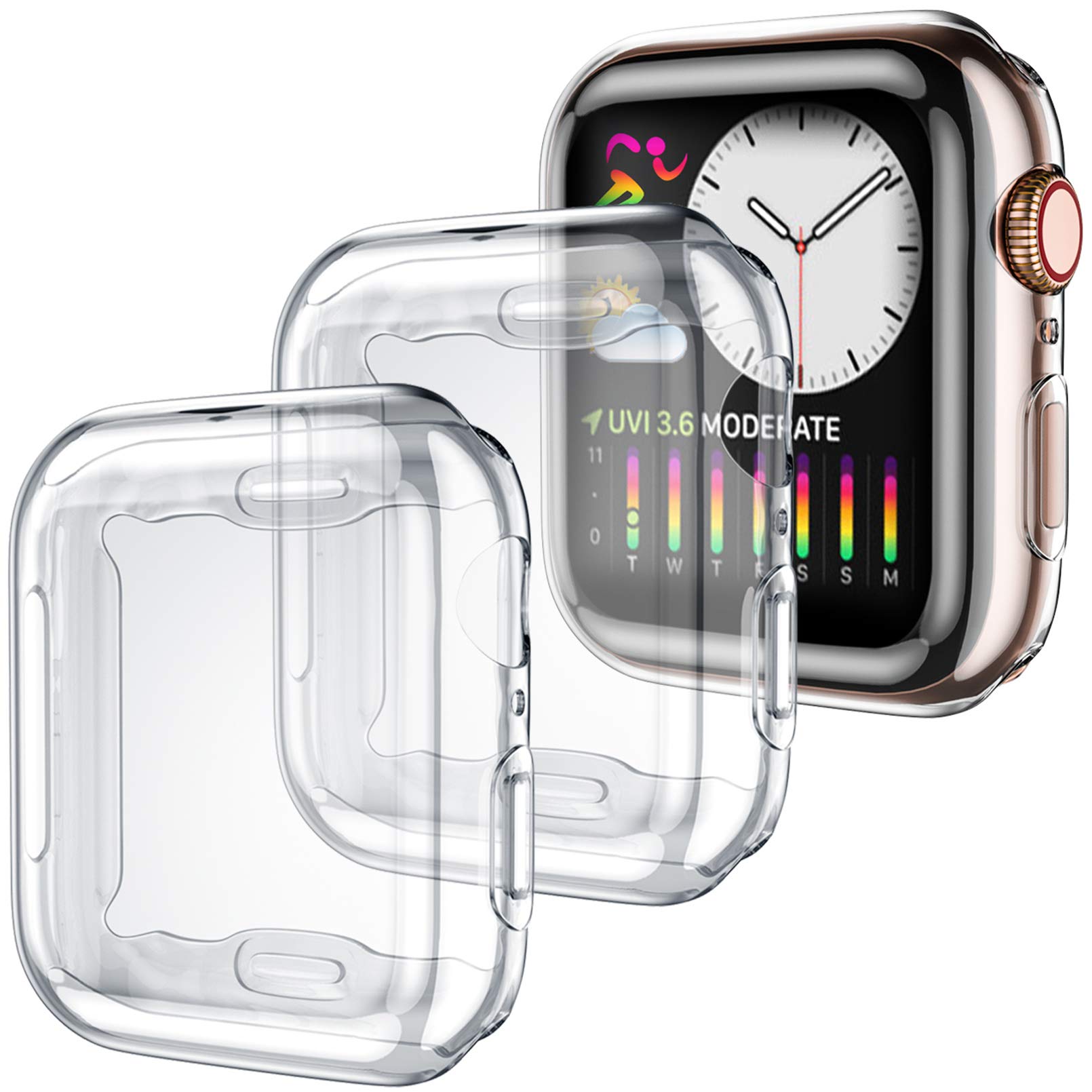Dirrelo 3 Pack Case Compatible with Apple Watch Series SE 6/5/4 40mm Screen Protector, Full Cover Protective Case Soft TPU Bumper Cover Compatible with iWatch Series SE 6/5/4, 3 Clear