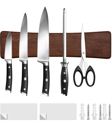 CUCINO Porte-Couteaux Mural Magnétique 25,4 Cm Bambou - Sans Perçage Ultra Puissant