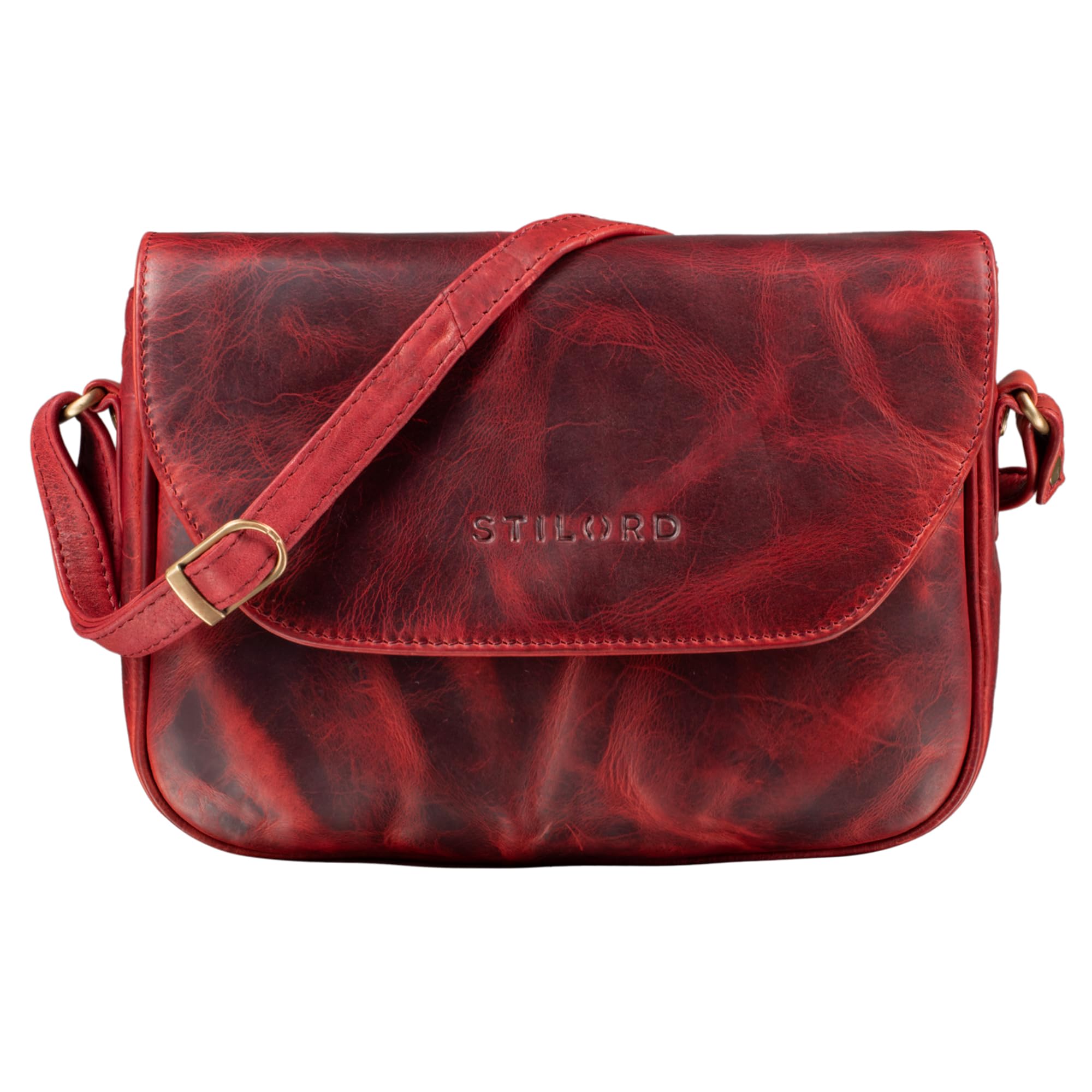 STILORD "Esther" Ladies Handbag Shoulder Bag Leather Vintage Women's Bag Classic Evening Party Bag Genuine Leather Colour:Kara - red