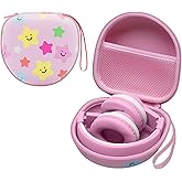 Kids Headphones Case Compatible with iClever HS19 / BTH12 / Candy Bila/MIDOLA MD-B01 / noot Products/EarFun/IMYB Foldable Kid Headphone(Pink Star) - Case Only
