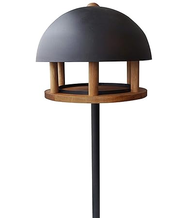 Dehner Natura Wildvogel-Futterhaus Cremona mit Erdspieß, Ø 35 cm, Höhe 163 cm, Metall/Holz, schwarz/braun
