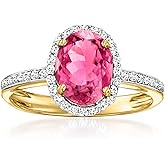 Ross-Simons 1.70 Carat Pink Tourmaline Ring With .24 ct. t.w. Diamonds in 14kt Yellow Gold