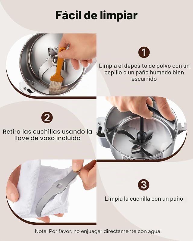 Moinho elétrico de cereais 1500 W Capacidade de 300 g Moinho de especiarias de alta velocidade com pulverizador de aço inoxidável para grãos secos Especiarias Cereais Café Milho e Pimenta
