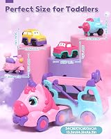 Lehoo Castle 5-in-1 Unicorn Carrier Truck Toy for Toddlers 2 Year Old Girls view 7
