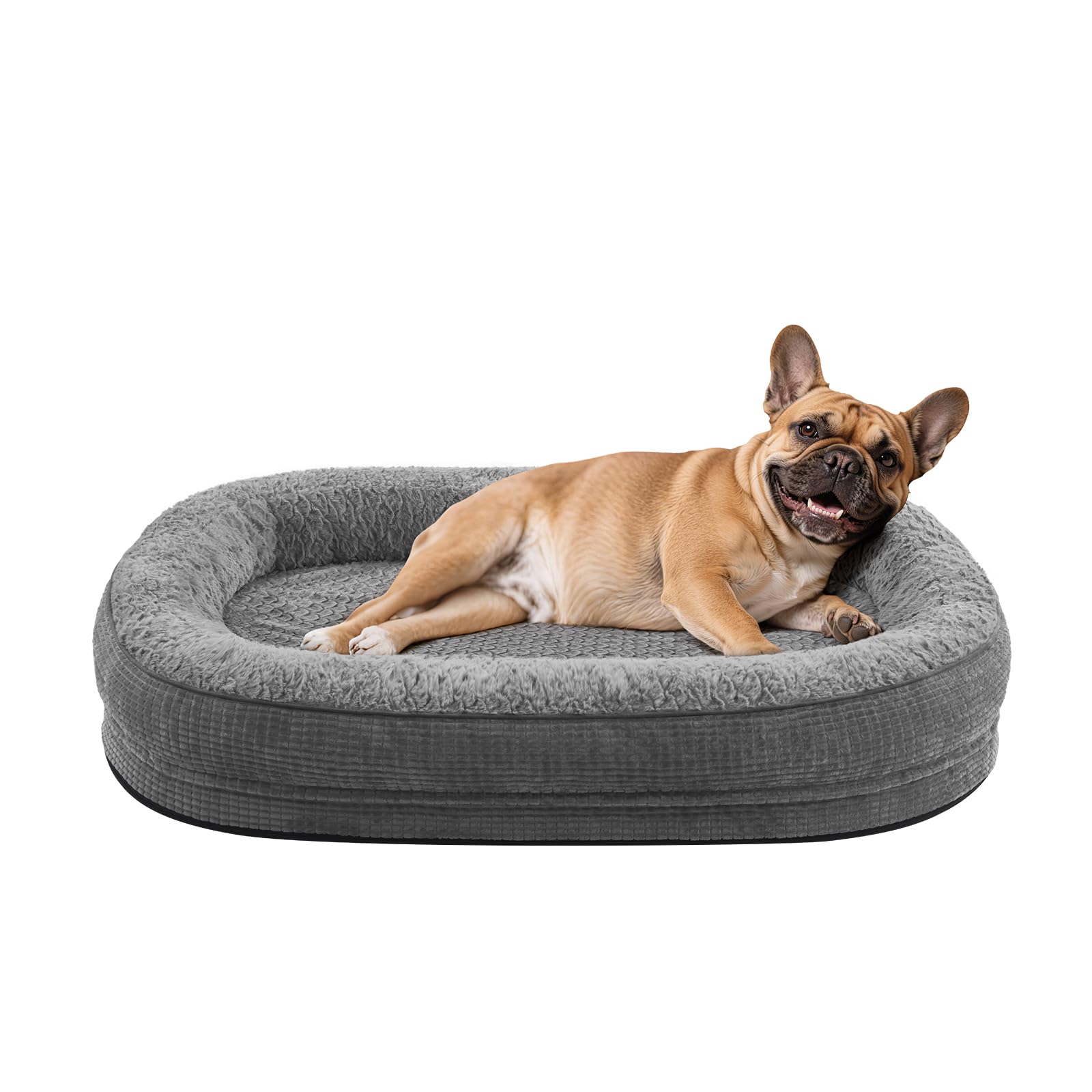 Photo 1 of JOEJOY Orthopedic Dog Bed for Medium Dogs, Egg-Crate Memory Foam Pet Bed with Bolster Sides, Waterproof Lining, Removable Washable Cover & Non-Slip Bottom, Grey