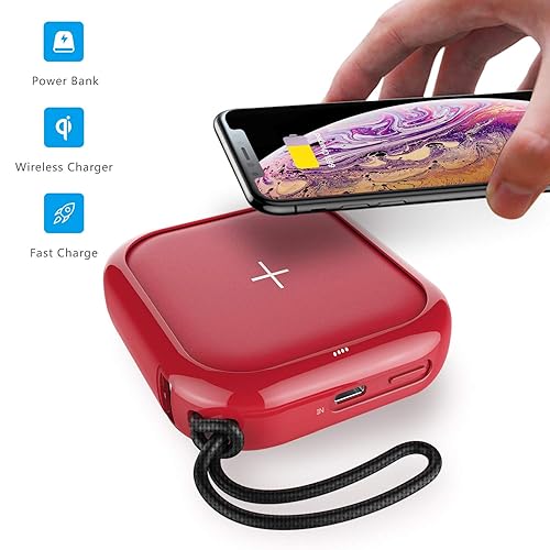 Portable Wireless Charger Power Bank, MIPOW 10000mAh Powerbank Qi Fast  Wireless Charging Pad, External Battery Pack for iPhone X/8/8 Plus/Samsung 