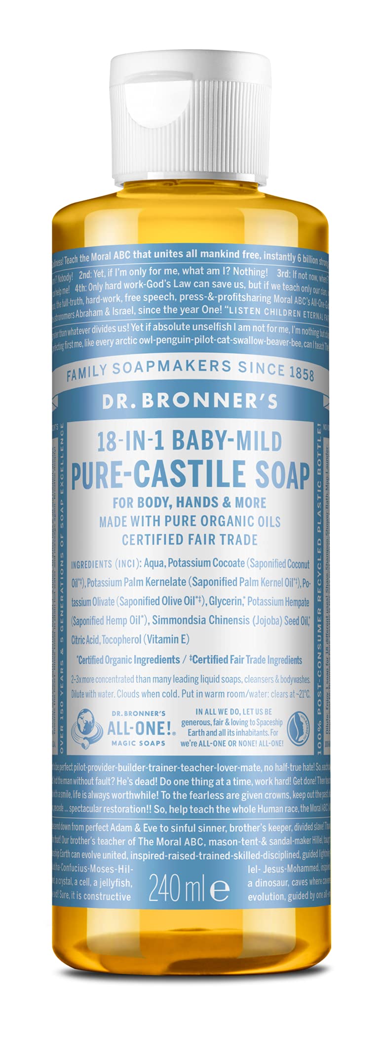 Dr. Bronner's Organic Neutral Liquid Soap 240 ml