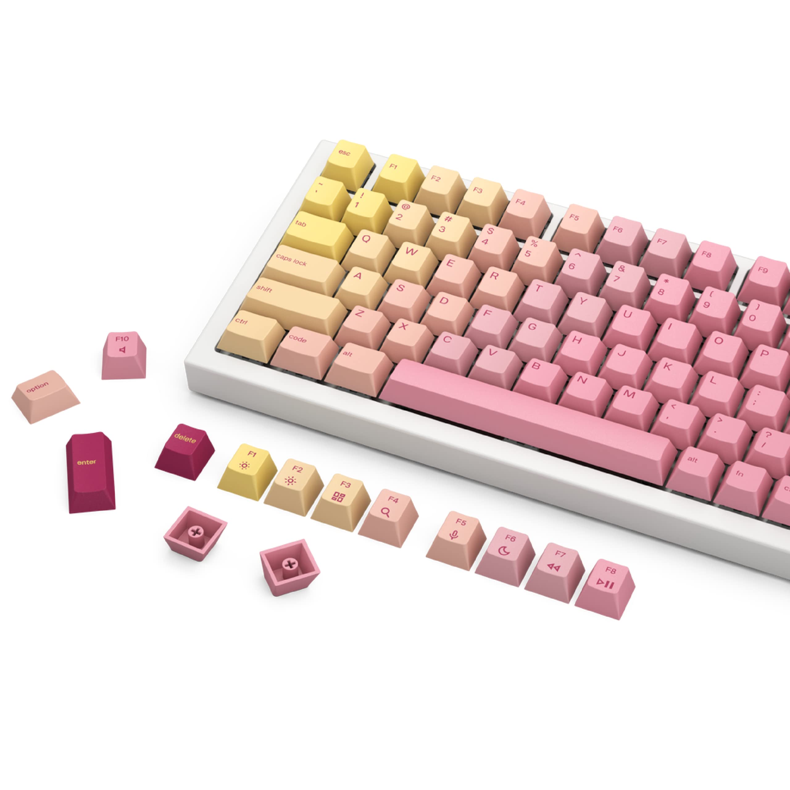 Glorious Grapefruit PBT Keycaps Set (Pink & Yellow) 143 Cute Custom Keycaps, Cherry MX Profile, Pastel, Low-Profile Dye-Sub for Mechanical Gaming Keyboards (60%, TKL, Full Size) Incl Mac Keys (191)