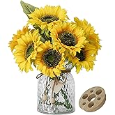 Artificial Sunflowers Flowers with Vase,Fake Flowers Bouquet for Sunflower Decor,Sunflower Kitchen Decor,Silk Flowers for Home Decor Living Room,Flower Centerpieces for Tables,Office Decor,Boho Decor