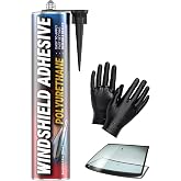 Urethane Windshield Adhesive - Quick Curing &amp; Weather Resistant Auto Glass Adhesive, Vertical &amp; Overhead Application, Windshield Repair Kit with Gloves, Applicator Tip &amp; Cartridge - 310ml Black