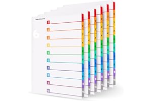 Tab Dividers for 3 Ring Binders Bulk, Binder Dividers for 3 Ring Binder, Index Tabs for Binders with Customizable Table of Co