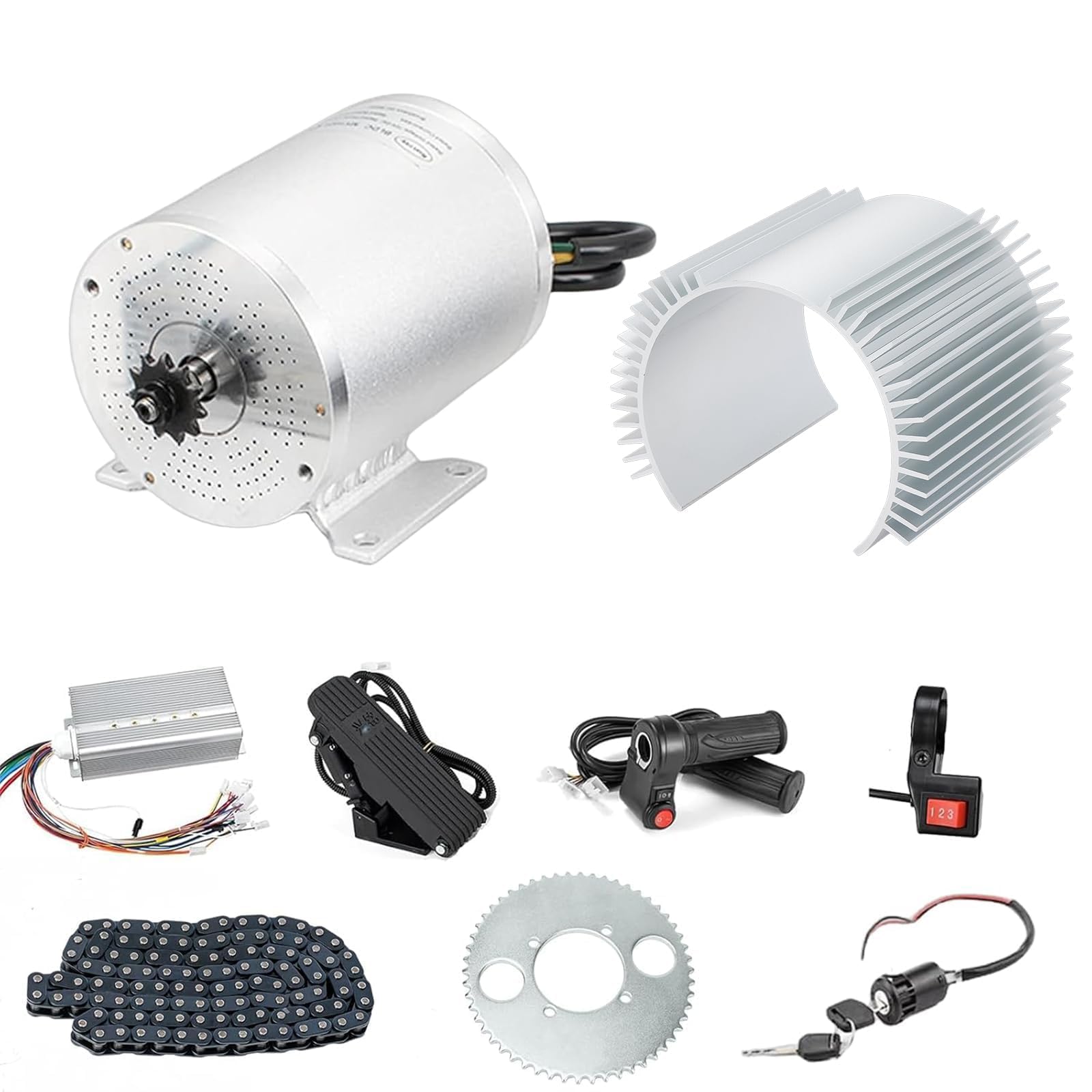 48V Go Kart Motor Kit 1000W Electric Brushless DC Motor Kits 3500RPM with 30A BLDC Mid Motor Speed Controller Handlebar Twist Grip Throttle (48V1000W Kits with Mounting Bracket)