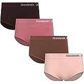 Reebok Womens Briefs Underwear - 4 Pack Soft Stretch Ribbed Knit High Waisted Brief Panties - Seamless Underwear for Women