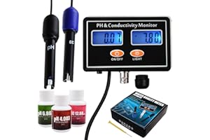 pH/EC Conductivity Meter with ATC Water Quality Tester 0.0-14.0pH / 0~19.99ms/cm Aquarium, Hydroponics Tool
