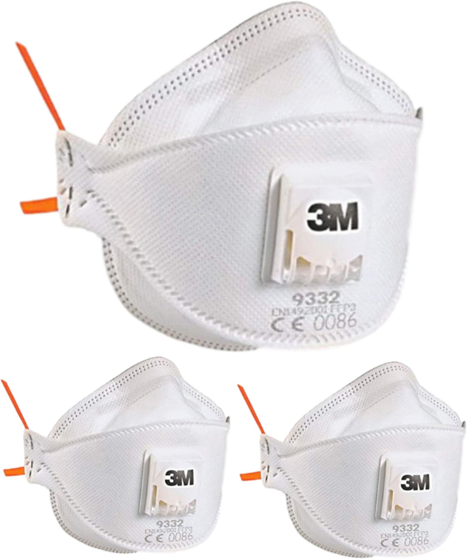 3M 9332 Dust Anti Pollution Respiratory Mask with Breathing Valve (2020A-Pack Of 3)