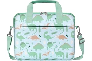 Dadanism Tablet Bag for Kids, 12.5 Inch Portable Kids Tablet Sleeve Carrying Case with Handle & Shoulder Strap, Fits All-new Fire HD 10 Kids/Fire HD 10 Kids Pro 13th/11th Gen 2023/2021, Green Dinosaur