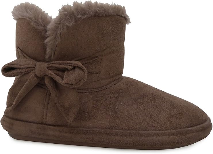 Jyoti Womens Faux Suede Furry Bootee Slipper Ladies Warm Slippers Sizes