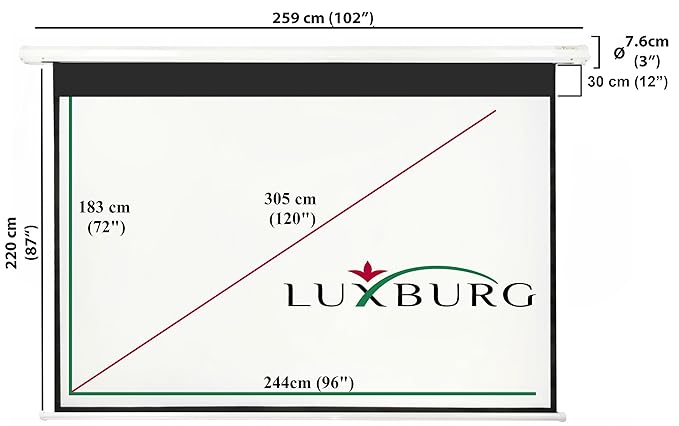 Luxburg® Pantalla de proyección a motorizada 244x183 cm (Diagonal ...