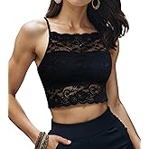 Lemorosy Lace Bralette for Women High-Neck Comfort Wireless Crop Top Bra