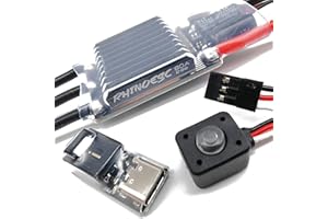 RhinoESC AM32 Crawler ESC 80A Power System 2-8S BEC 5.20-8.2V Adjustable for 1/8 1/10 Scale Cars Crawler Car Axial SCX10 Traxxas TRX-4 TRX-6 (Crawler AM32 80A ESC)