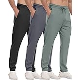 3 Pack Mens Athletic Sweatpants with Zipper Pockets,Workout Gym Joggers Pants for Men Running Jogging Pants