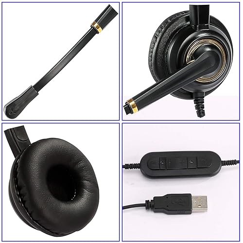 USB Headset with Microphone Noise Cancelling and Volume Controls