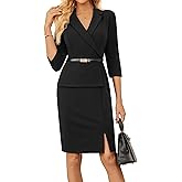 GRACE KARIN Women's Bodycon Work Dress 3/4 Sleeve Church Teacher Business Office Wear to Work Sheath Suit Dresses with Belt