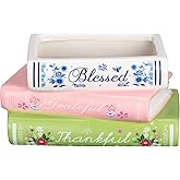 Honeydak Book Shaped Decorative Planter Small Ceramic Flowerpot Home Decor Cute Flower Vase for Book Lovers Bookshelf Room Office Table Valentines Gifts(Vinatge)