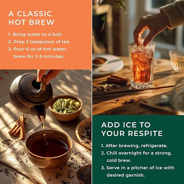 GYA TEA CO VANILLA CHAI BLACK LOOSE LEAF TEA – HIGH CAFFEINE ENERGY TEA WITH SPICED & FULLY FOR MORNING KICK & RELAXATION – 5.29 OZ – 70 CUPS